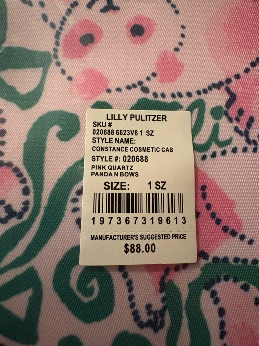 NWT Lilly Pulitzer Constance Cosmetic Case in pink Quartz Panda n Bows msrp $88 - Picture 6 of 12